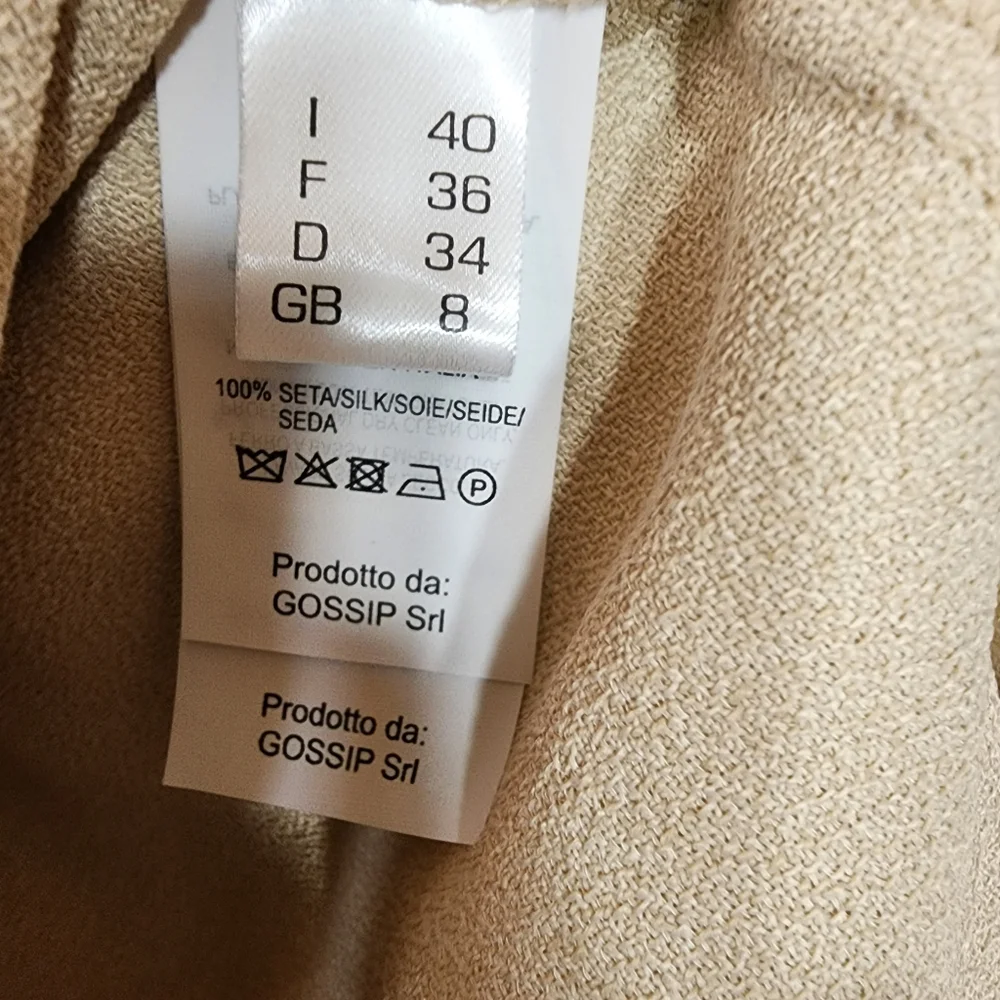 ANTONELLI silk crepe beige midi dress zipper closure - Picture 13 of 14